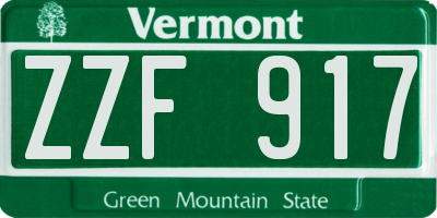VT license plate ZZF917