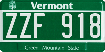 VT license plate ZZF918