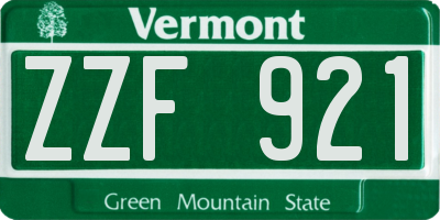 VT license plate ZZF921