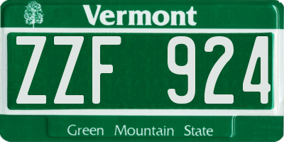 VT license plate ZZF924