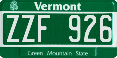 VT license plate ZZF926