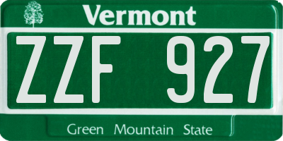 VT license plate ZZF927