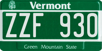 VT license plate ZZF930