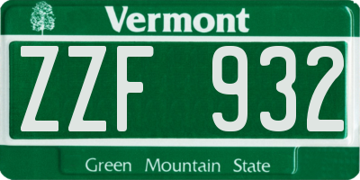 VT license plate ZZF932