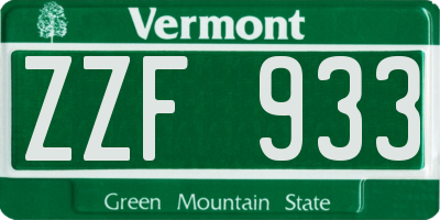 VT license plate ZZF933