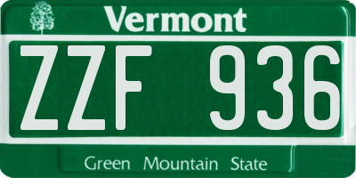 VT license plate ZZF936