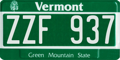 VT license plate ZZF937