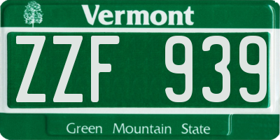 VT license plate ZZF939