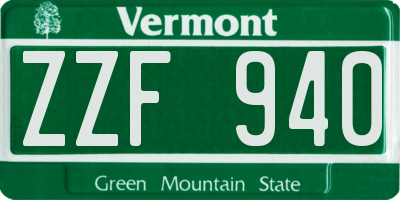 VT license plate ZZF940