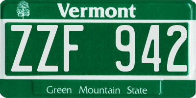VT license plate ZZF942