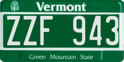 VT license plate ZZF943