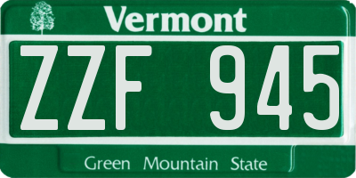 VT license plate ZZF945