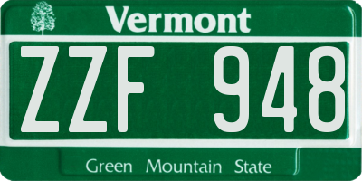 VT license plate ZZF948