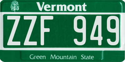 VT license plate ZZF949