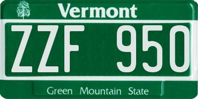 VT license plate ZZF950