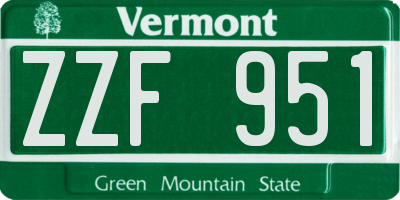 VT license plate ZZF951
