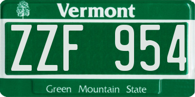 VT license plate ZZF954