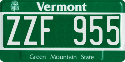 VT license plate ZZF955