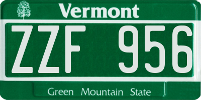 VT license plate ZZF956