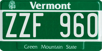 VT license plate ZZF960