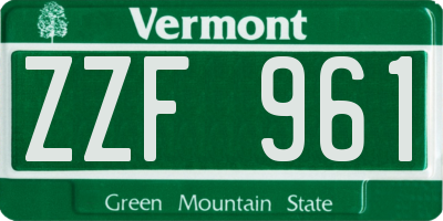 VT license plate ZZF961