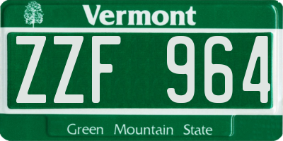 VT license plate ZZF964