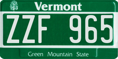 VT license plate ZZF965