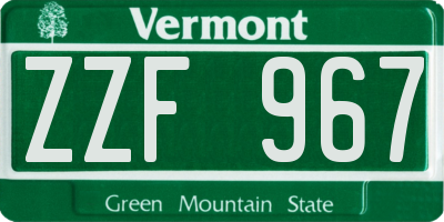 VT license plate ZZF967