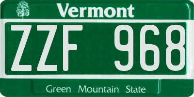 VT license plate ZZF968