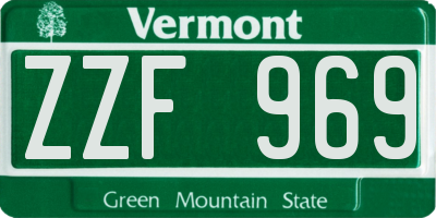 VT license plate ZZF969