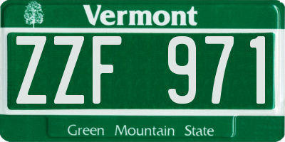 VT license plate ZZF971