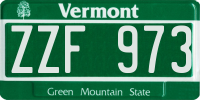 VT license plate ZZF973
