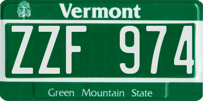 VT license plate ZZF974
