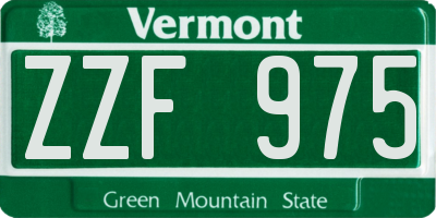 VT license plate ZZF975