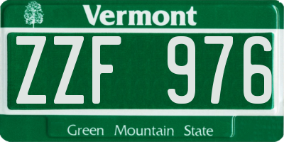 VT license plate ZZF976