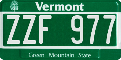 VT license plate ZZF977