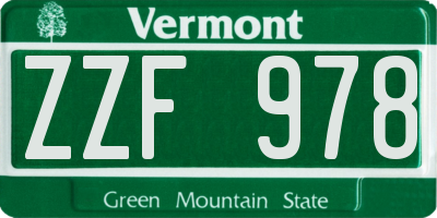 VT license plate ZZF978