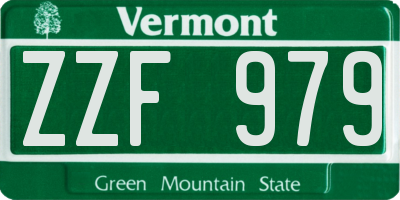 VT license plate ZZF979