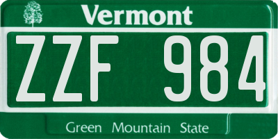VT license plate ZZF984