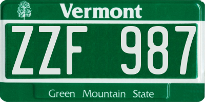 VT license plate ZZF987