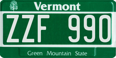 VT license plate ZZF990