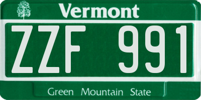 VT license plate ZZF991