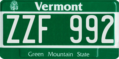 VT license plate ZZF992