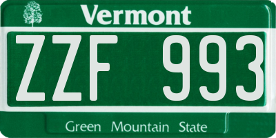 VT license plate ZZF993