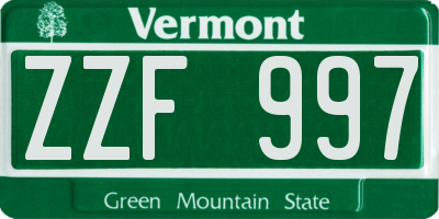 VT license plate ZZF997
