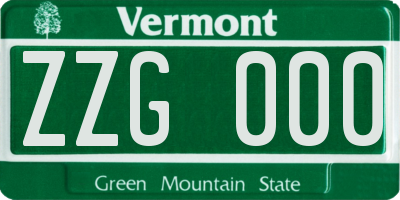 VT license plate ZZG000