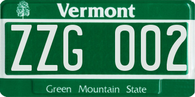 VT license plate ZZG002