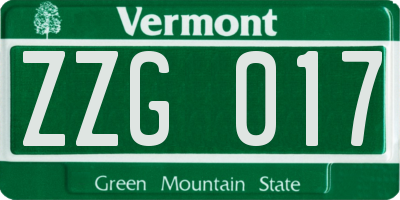 VT license plate ZZG017