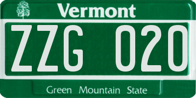 VT license plate ZZG020