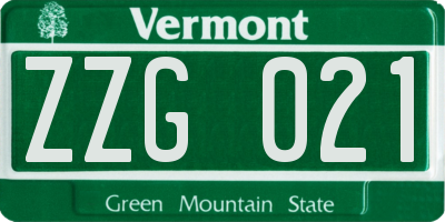 VT license plate ZZG021